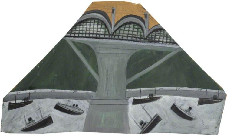 Boats under Saltash Bridge (Royal Albert Bridge), 1937 - Alfred Wallis