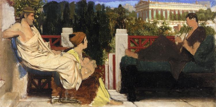 Figures on the Terrace by the Acropolis, c.1870 - 1874 - 勞倫斯·阿爾瑪-塔德瑪