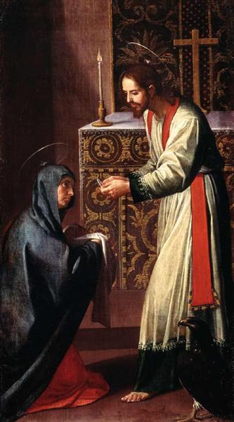 St. John the Evangelist giving communion to the Virgin - Алонсо Кано