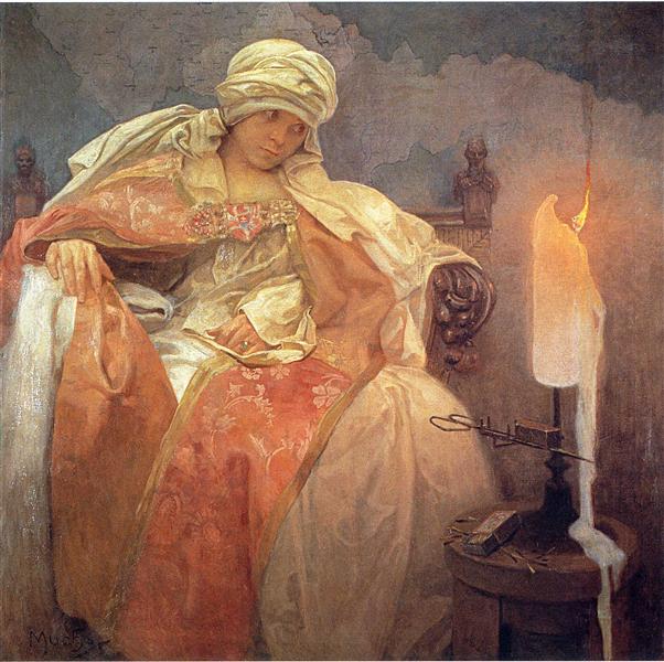 Woman with a Burning Candle, 1933 - Альфонс Муха