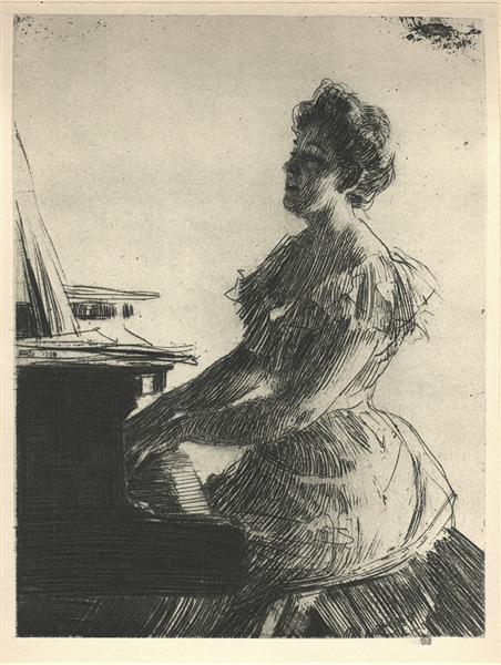 At the Piano, 1900 - Андерс Цорн