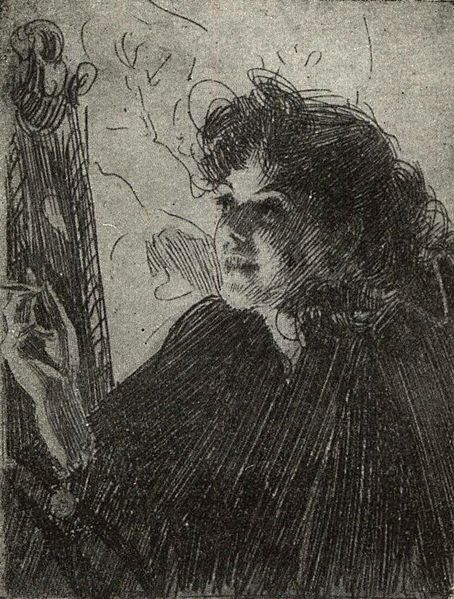 Smoking woman, 1907 - Андерс Цорн