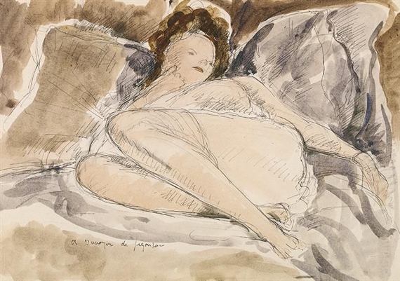 Nude on a Bed - Андре Дюнуайе де Сегонзак
