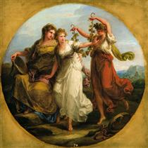Beauty, supported by Prudence, Scorns the Offering of Folly - Angelika Kauffmann