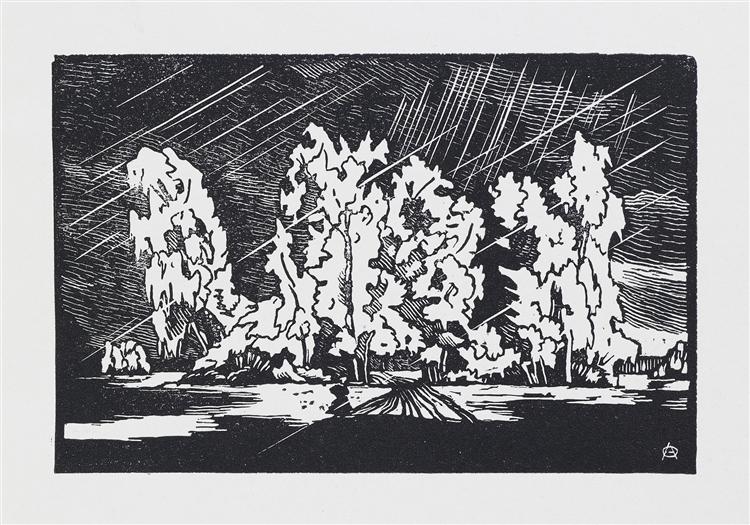 Group of trees near the "White Birch", 1923 - Anna Ostroumova-Lebedeva