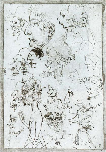 Sheet of caricatures, c.1595 - Аннибале Карраччи