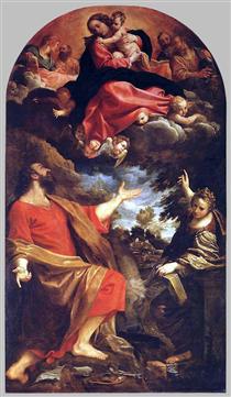 L'Apparition de la Vierge à saint Luc et sainte Catherine - Annibale Carracci