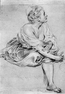 A Seated Woman - Antoine Watteau