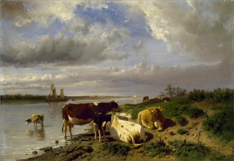 Landscape with Cattle, 1888 - Антон Мауве
