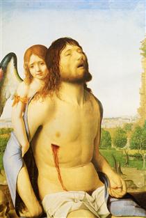Мертвый Христос при поддержке ангела - Антонелло да Мессина