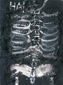 Skeleton on material - Antoni Tàpies
