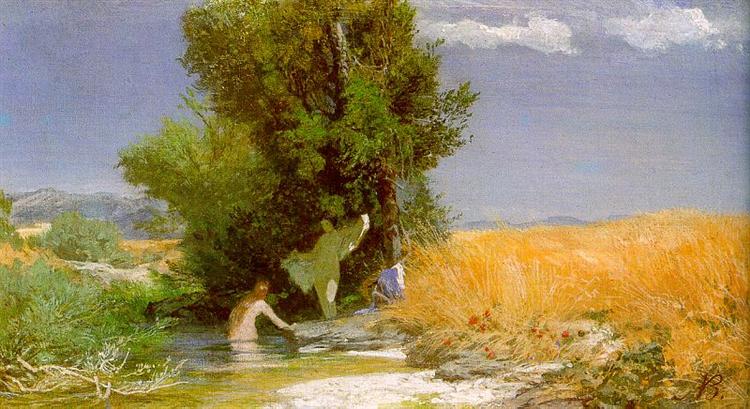 Німфи купаються, c.1865 - Арнольд Беклін