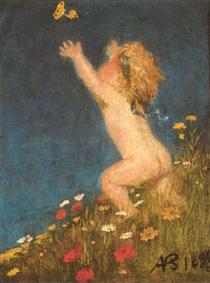 Putto and Butterfly - Arnold Böcklin