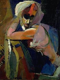 Seated Woman with Upraised Arm - Arthur Beecher Carles