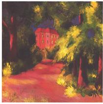 Red house in park - August Macke