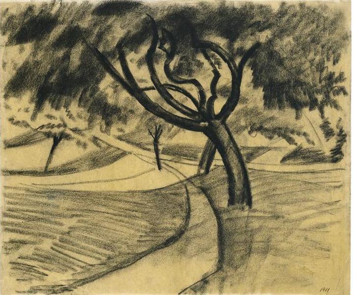 Trees and fields, 1911 - Август Маке