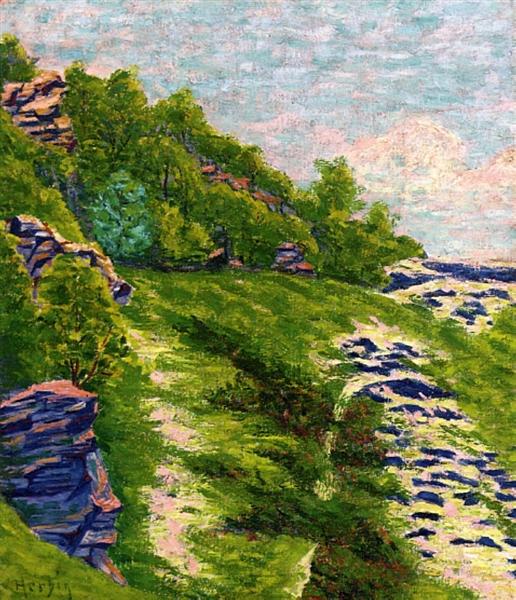 Wooded coast at Roche Goyon, 1906 - Огюст Ербен