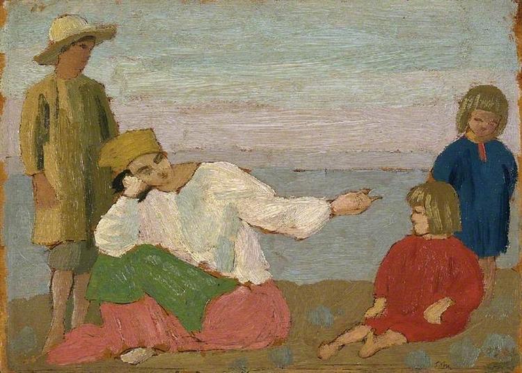 Dorelia and the Children at Martigues, 1910 - Огастес Эдвин Джон