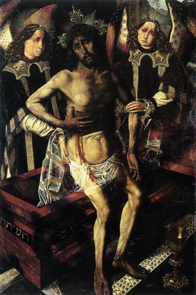 Christ at the Tomb Supported by Two Angels, 1474 - Bartolomé Bermejo