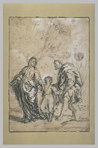The Infant Jesus, between the Virgin and St. Joseph - Бартоломео Естебан Мурільйо