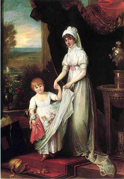 Mrs. Thomas Keyes and Her Daughter, c.1806 - Бенджамін Вест