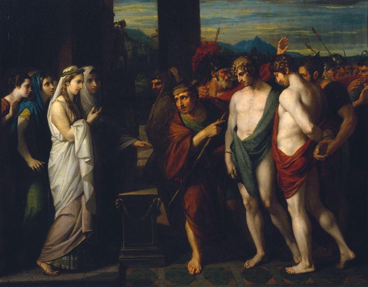 Pylades and Orestes Brought as Victims before Iphigenia, 1766 - Бенджамін Вест
