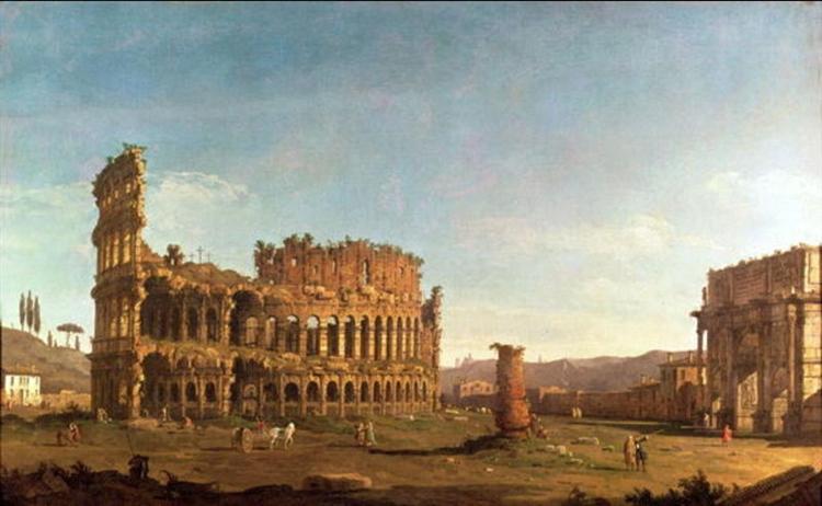 Colosseum and Arch of Constantine (Rome), c.1742 - 贝纳多·贝洛托