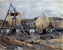 Boats under Construction - Berthe Morisot
