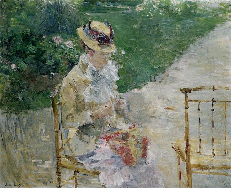 Young Woman Sewing in the Garden, 1883 - Берта Морізо