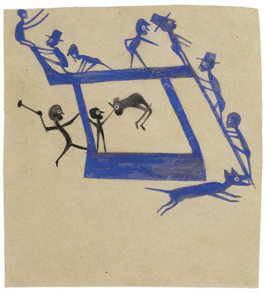 Untitled (Figures, Construction), c.1940 - Bill Traylor