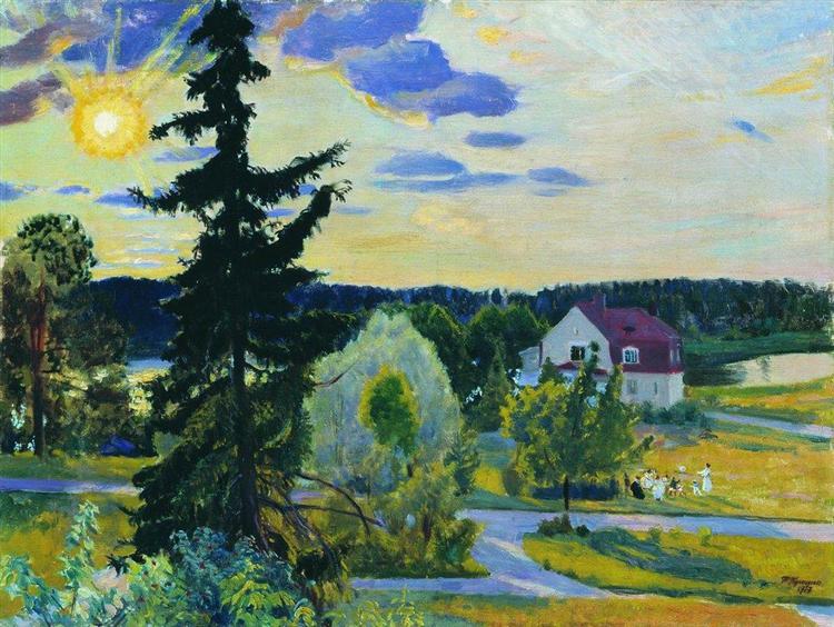 Вечерний пейзаж, 1917 - Борис Кустодиев