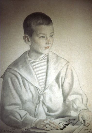 Portrait of Dmitri Dmitrievich Shostakovich  as a Child, 1919 - Борис Кустодієв
