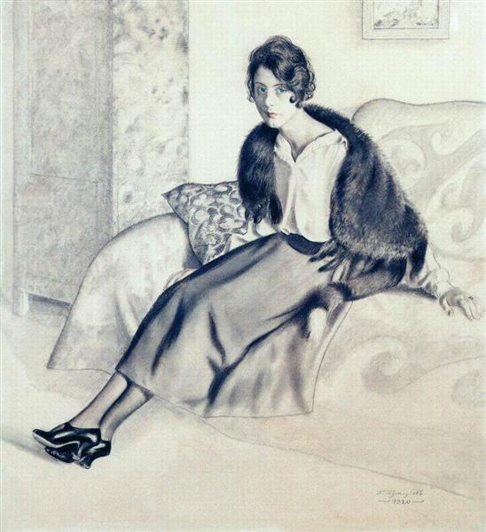 Portrait of O.P. Myasoedova, 1920 - Boris Michailowitsch Kustodijew