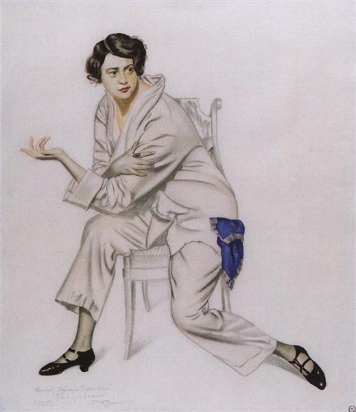Portrait of the artist Nadezhda Komarovskaya, 1925 - Borís Kustódiev