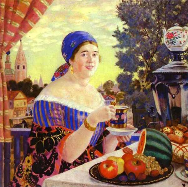 The Merchant's Wife at Tea, 1920 - Boris Koustodiev