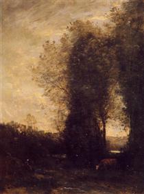 A Cow and its Keeper - Jean-Baptiste Camille Corot
