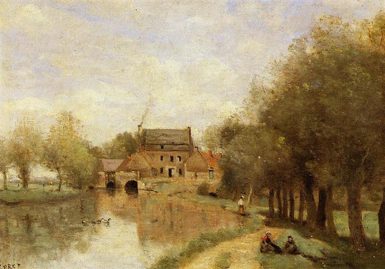 Arleux du Nord, the Drocourt Mill, on the Sensee, 1871 - 柯洛