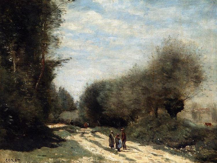 Креси-ан-Бри, Дорога в деревне, c.1870 - c.1872 - Камиль Коро