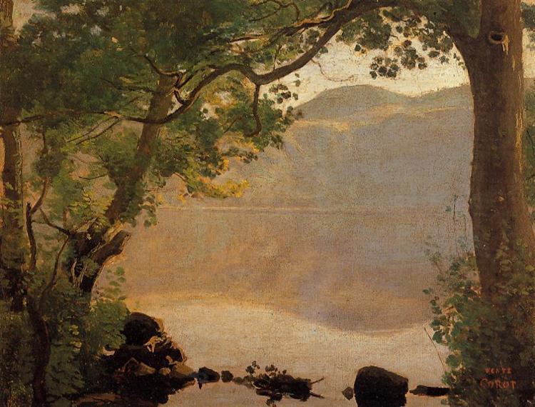 Lake Nemi, Seen through Trees, 1843 - 柯洛
