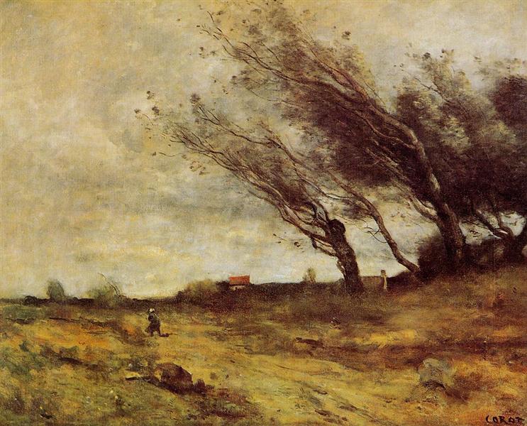 Ветреный пейзаж, 1865 - Камиль Коро
