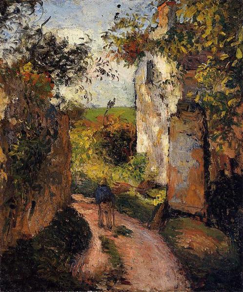 A Peasant in the Lane at Hermitage, Pontoise, 1876 - Camille Pissarro