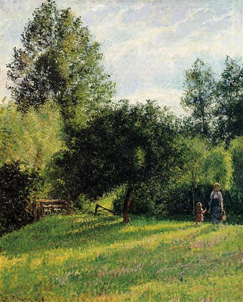 Apple Trees, Sunset, Eragny, 1896 - Каміль Піссарро