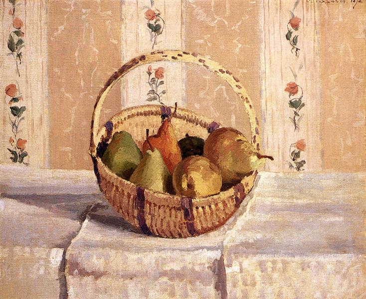 Apples and Pears in a Round Basket, 1872 - 卡米耶·畢沙羅