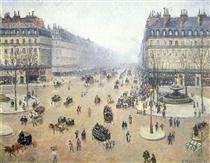 Avenue de l'Opera, Place du Theatre Francais. Misty - Камиль Писсарро