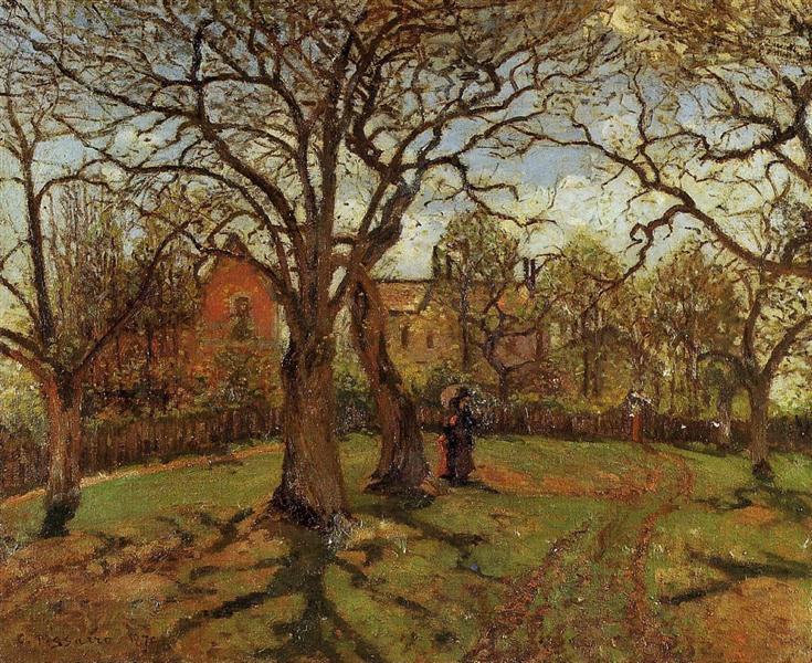 Chestnut Trees, Louveciennes, Spring, 1870 - Каміль Піссарро