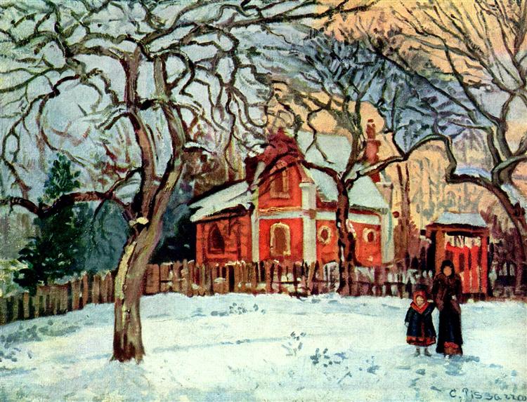 Chestnut Trees, Louveciennes, Winter, 1872 - Каміль Піссарро