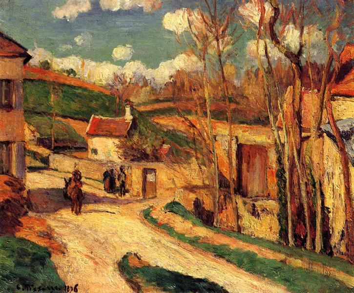 Crossroads at l'Hermitage, Pontoise, 1876 - Camille Pissarro