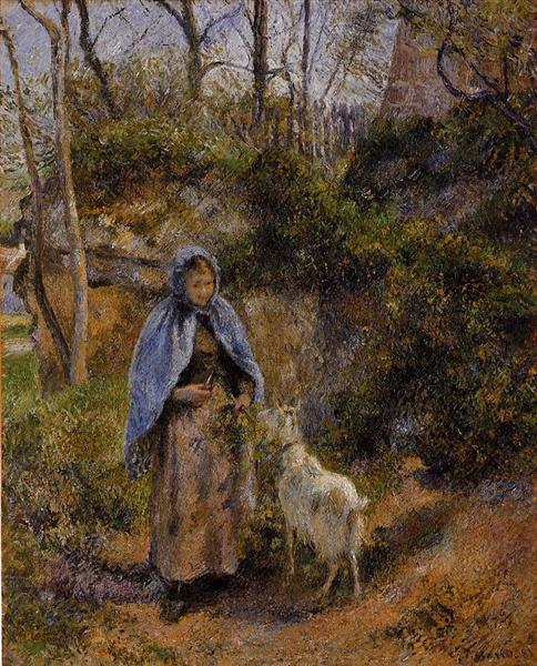 Peasant Woman with a Goat, 1881 - Camille Pissarro - WikiArt.org
