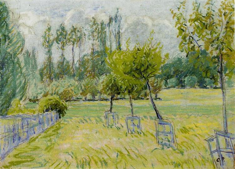 Study of Apple Trees at Eragny, c.1892 - c.1893 - Camille Pissarro