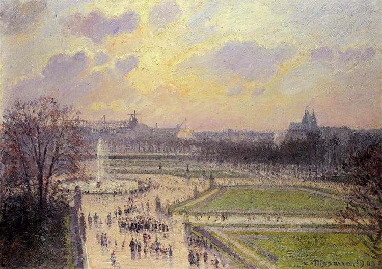The Bassin des Tuileries, Afternoon, 1900 - Камиль Писсарро